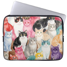Étui pour ordinateur portable Chats en multicolore