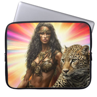 Housse Pour Ordinateur Portable Exotic Woman in Brown Leather Bikini on a 