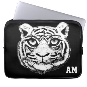 Housse Pour Ordinateur Portable Face de tigre sauvage sur manches de portable mono