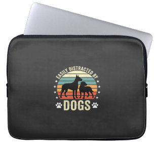 Housse Pour Ordinateur Portable Facilement distrait par les chiens Vintage Retro C