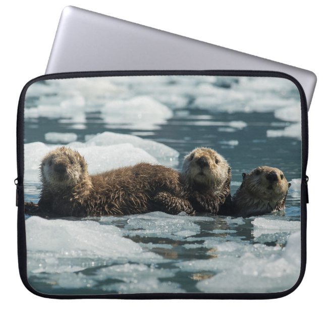 Housse Pour Ordinateur Portable Famille de loutres de mer (Devant)