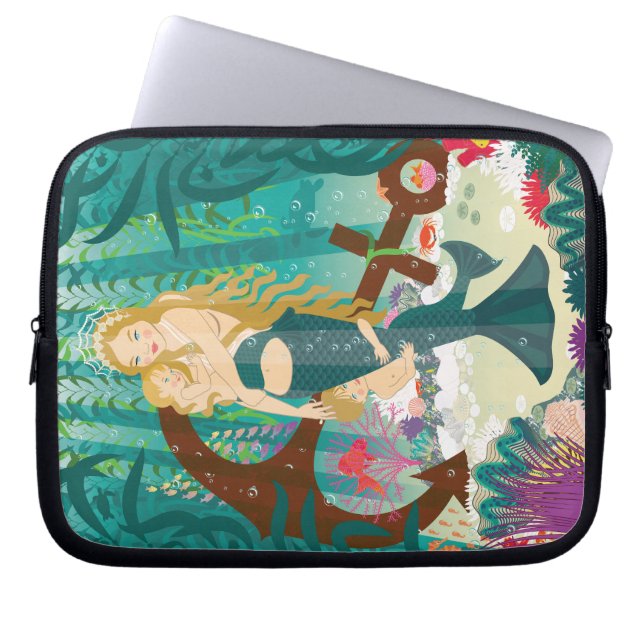 Housse Pour Ordinateur Portable Famille de sirènes (blondes noires) (Devant)