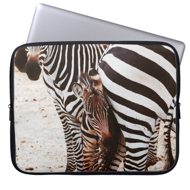 HOUSSE POUR ORDINATEUR PORTABLE FAMILLE ZEBRA (Devant)