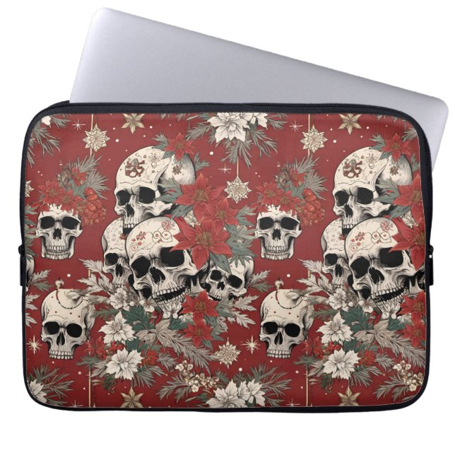 Housse Pour Ordinateur Portable Fancy Silkscreen Style Skull Christmas (Devant)