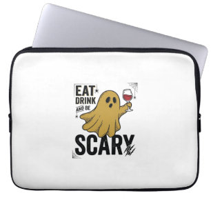 Housse Pour Ordinateur Portable Fantôme d'Halloween Manger Boire Et Être Effrayant
