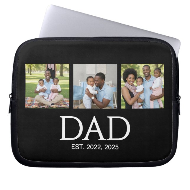 Housse Pour Ordinateur Portable Fathers Day Caps Black 3 Photo Dad Established  (Devant)