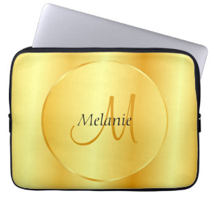 Housse Pour Ordinateur Portable Faux Gold Élégant Modèle Monogramme moderne person