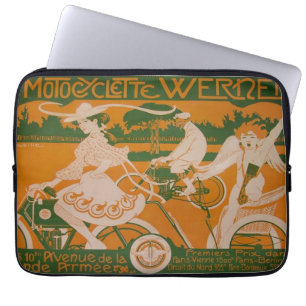 Housse Pour Ordinateur Portable Femme vintage à vélo avec Cupidon