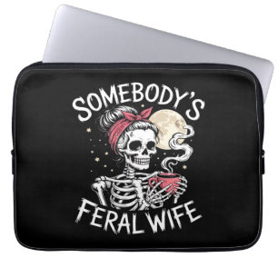 Housse Pour Ordinateur Portable Feral Funny Amateurs de café Boire Crâne Plaisante