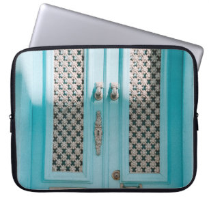 HOUSSE POUR ORDINATEUR PORTABLE FERMÉ PORTES TURQUOISES FRANÇAISES