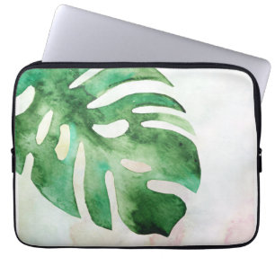 Housse Pour Ordinateur Portable Feuille de Monstera à l'aquarelle