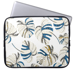 Housse Pour Ordinateur Portable Feuille tropicale colorée, motif moderne.