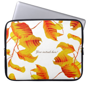 Housse Pour Ordinateur Portable Feuilles de bois de chien sur un manche d'ordinate