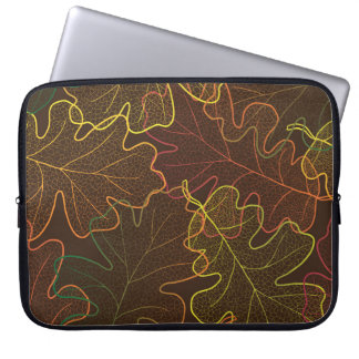 Housse Pour Ordinateur Portable Feuilles de chêne transparent, Motif d'automne.