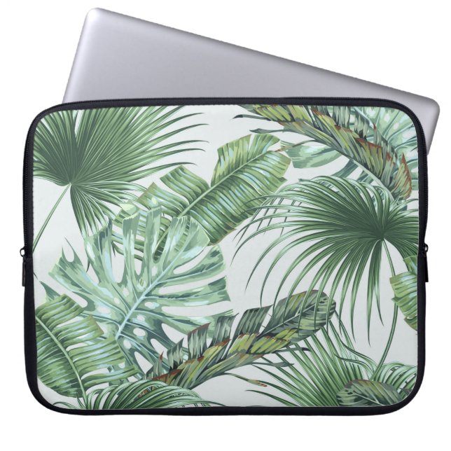 Housse Pour Ordinateur Portable Feuilles de palmiers tropicaux, monstère, feuille  (Devant)