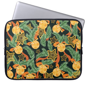 Housse Pour Ordinateur Portable Feuilles de pin, étoiles : motif festif