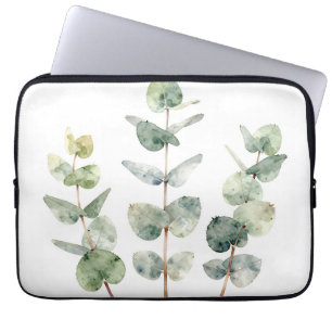 Housse Pour Ordinateur Portable Feuilles d'eucalyptus botanique à l'aquarelle