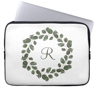 Housse Pour Ordinateur Portable Feuilles d'eucalyptus élégantes et modernes Monogr