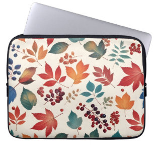 Housse Pour Ordinateur Portable Feuilles et Baies Éparses