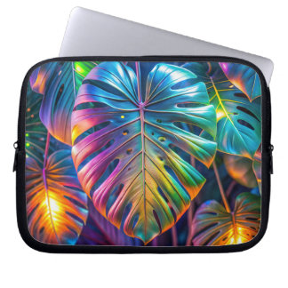 Housse Pour Ordinateur Portable Feuilles néons tropicaux