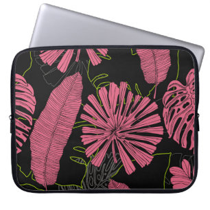 Housse Pour Ordinateur Portable Feuilles tropicaux dessinés à la main. Plante exot