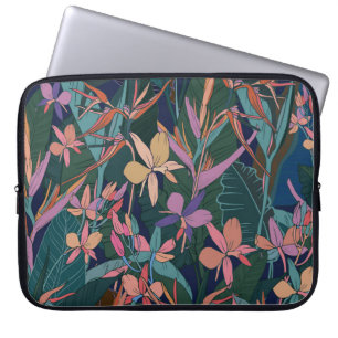 Housse Pour Ordinateur Portable Feuilles tropicaux, fleurs : vintages.