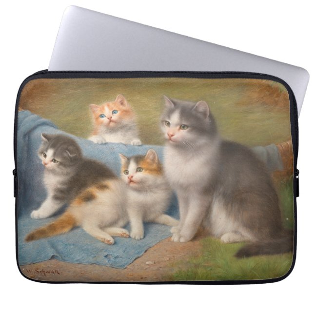 Housse Pour Ordinateur Portable Fier Mère Chat Wilhelm Schwar Art (Devant)
