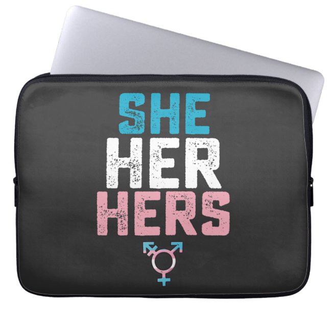 Housse Pour Ordinateur Portable Fierté LGBT Elle A Ses Prononononounes Transgenres (Devant)