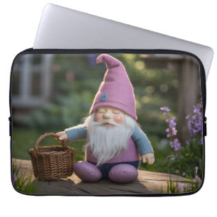 Housse Pour Ordinateur Portable Figurine de gnome en peluche avec panier tressé en