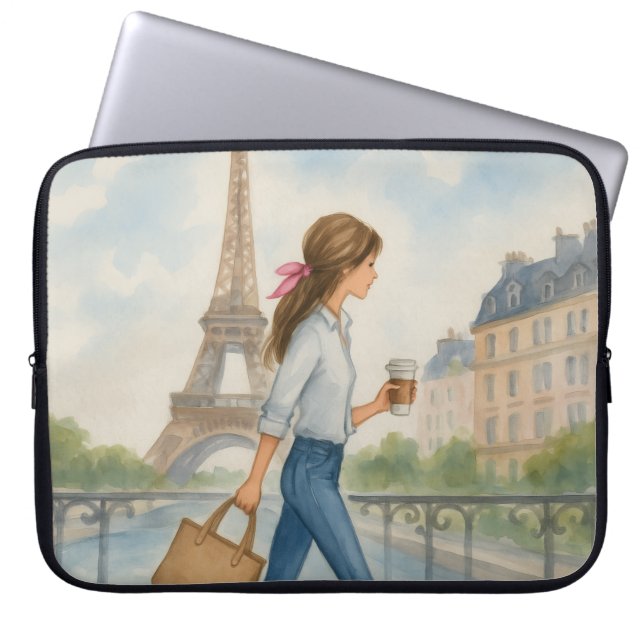 Housse Pour Ordinateur Portable Fille à Paris (Devant)