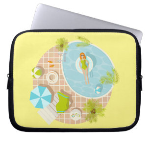 Housse Pour Ordinateur Portable Fille de piscine en bikini plage d'été