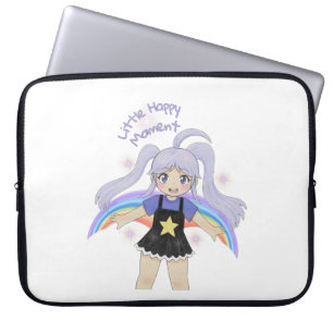 Housse Pour Ordinateur Portable Fille Heureuse Illustration Dessinée à la Main – P