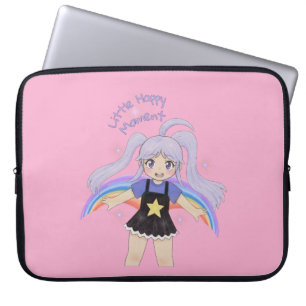Housse Pour Ordinateur Portable Fille Heureuse Illustration Dessinée à la Main – P