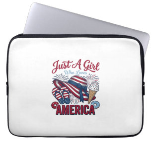 Housse Pour Ordinateur Portable Fille patriotique America Eté Vintage T-Shirt Desi