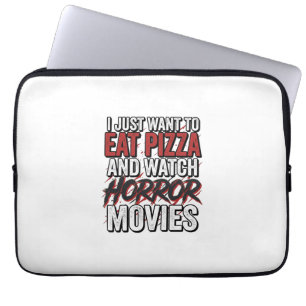 Housse Pour Ordinateur Portable Films d'horreur de pizza Typographie vintage Hallo