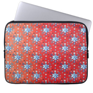 Housse Pour Ordinateur Portable Flacon de Noël rouge et bleu Abstrait
