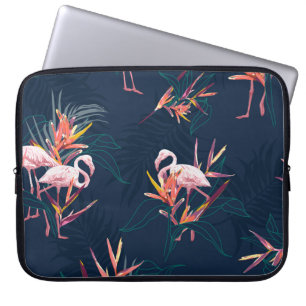 Housse Pour Ordinateur Portable Flamant rose hawaïen : oeuvre Vintage tropicale