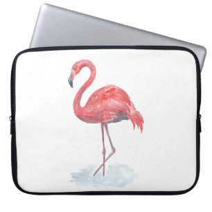Housse Pour Ordinateur Portable Flamant rose rose, aquarelle.