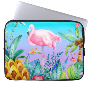 Housse Pour Ordinateur Portable Flamant rose Rose En Forêt Tropicale