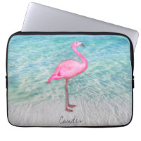 Flamant rose rose personnalisé Plage de sable trop