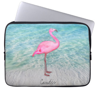 Housse Pour Ordinateur Portable Flamant rose rose personnalisé Plage de sable trop