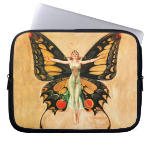 Housse Pour Ordinateur Portable Flapper Butterfly Flying Woman Illustration