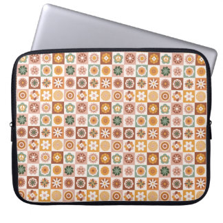 Housse Pour Ordinateur Portable Fleur à carreaux rétro groovy