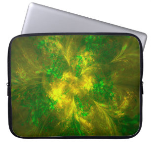 Housse Pour Ordinateur Portable Fleur Abstraite Motifs Jaune Et Vert