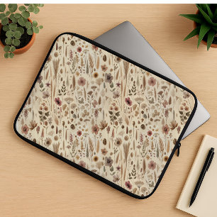 Housse Pour Ordinateur Portable Fleur botanique de l'herbier vintage pressée pour