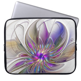 Housse Pour Ordinateur Portable Fleur d'art Abstrait, énergique et coloré