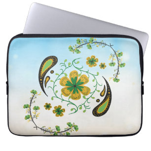 Housse Pour Ordinateur Portable Fleur de l'Unité – Harmonie Verte-Jaune Paisible