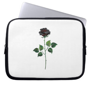 Housse Pour Ordinateur Portable Fleur de rose noire