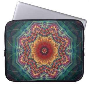 Housse Pour Ordinateur Portable Fleur kaléidoscope multicolore, motif continu