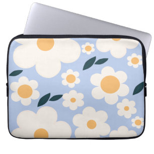 Housse Pour Ordinateur Portable Fleur Marché Copenhague Fleurs Bleu Bleu Blanc Flo